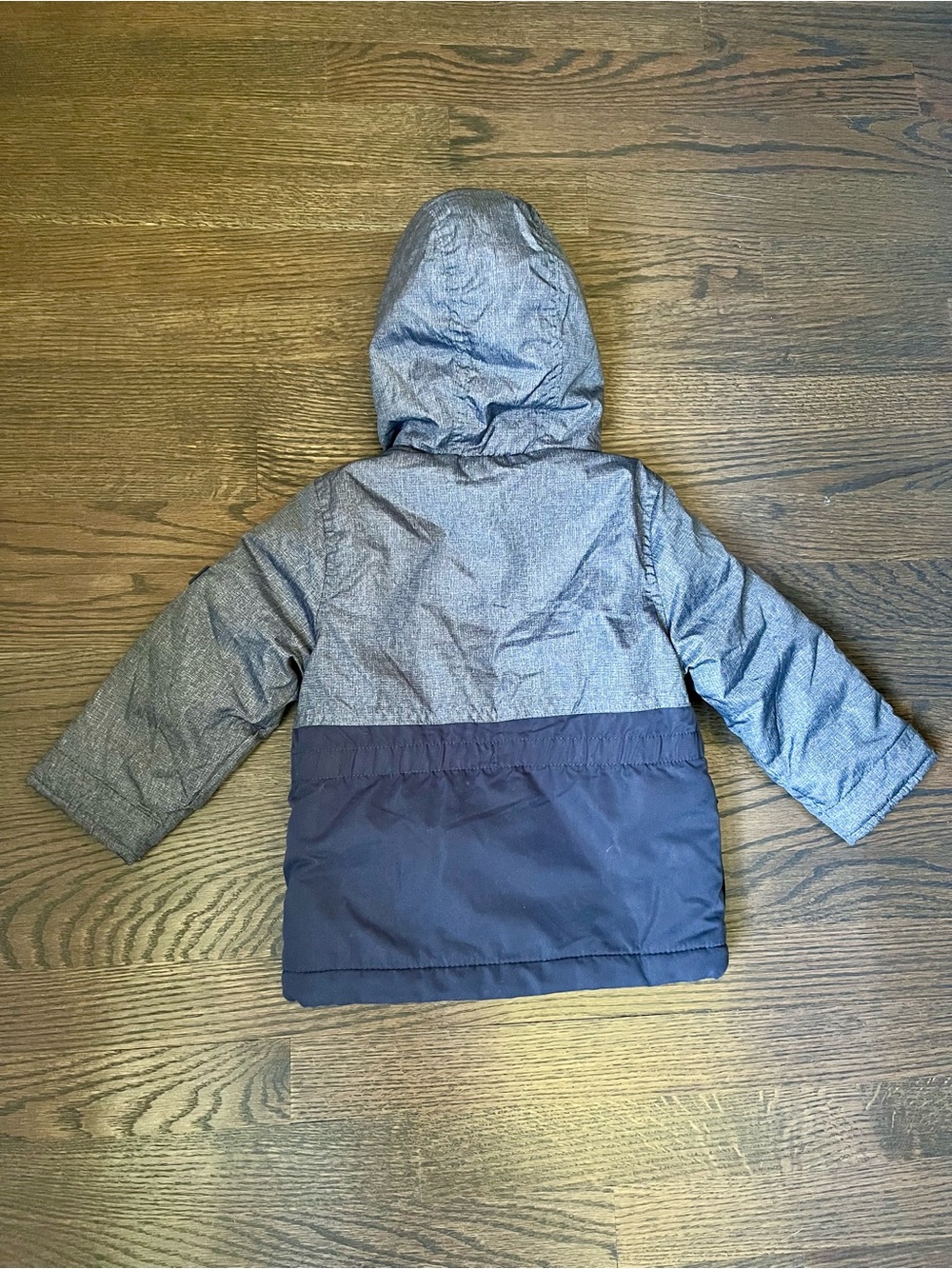 Carter's Two-Tone Hooded Coat in Gray and Blue. - Picture 3 of 3